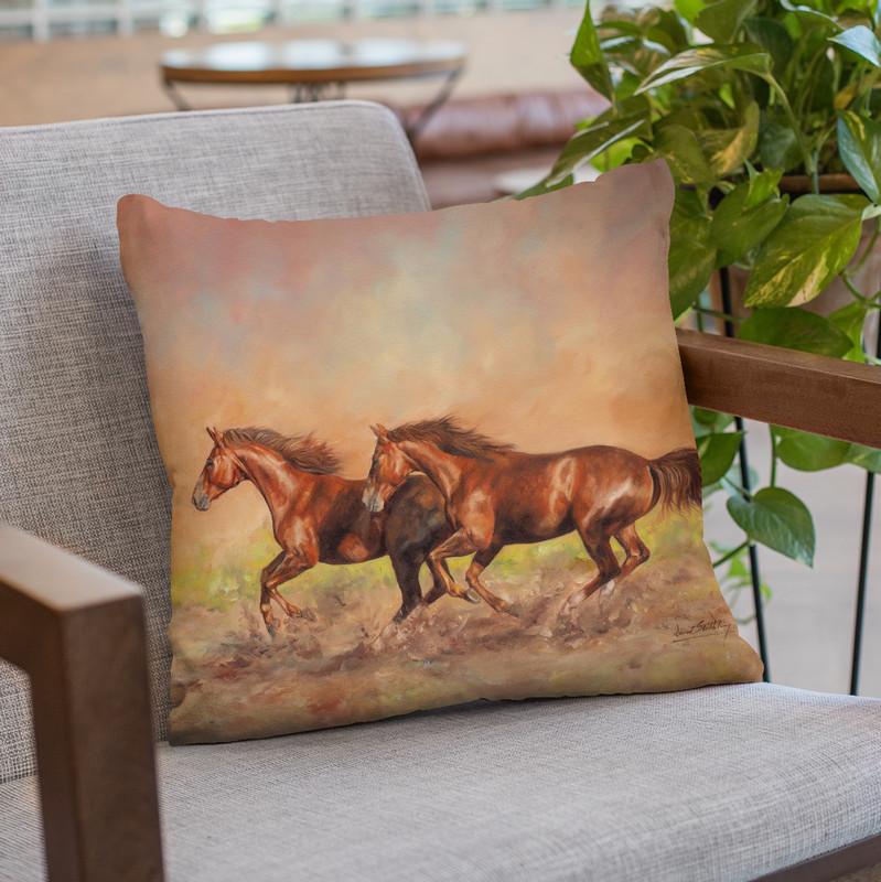 Horses I Throw Pillow By David Stribbling