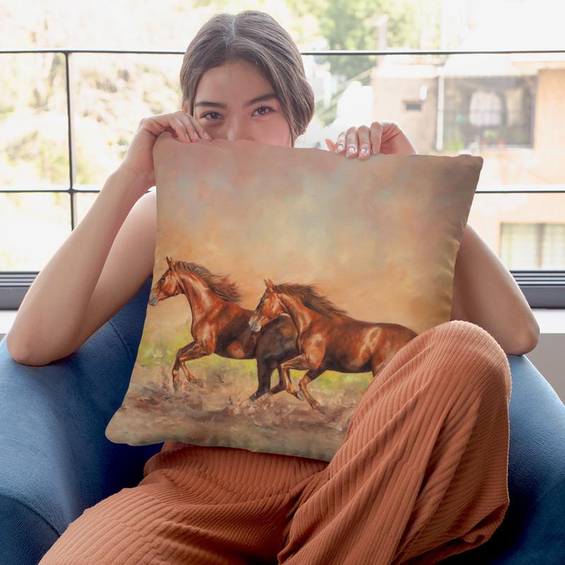 Horses I Throw Pillow By David Stribbling