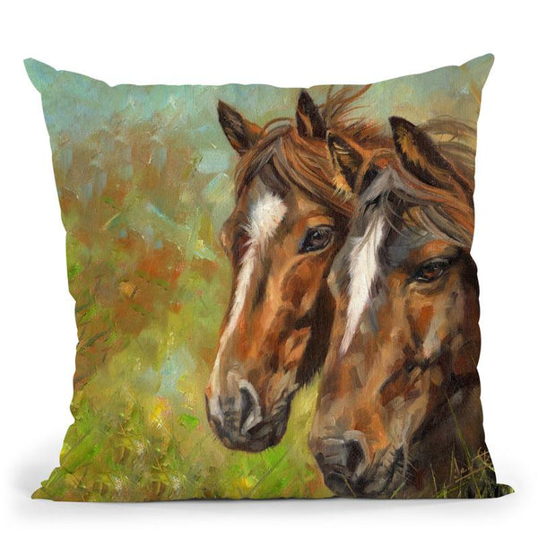 Horses Throw Pillow By David Stribbling