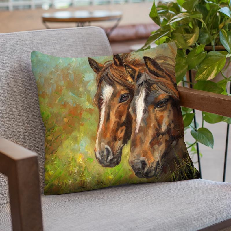 Horses Throw Pillow By David Stribbling