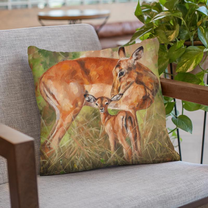 Impala And Young Throw Pillow By David Stribbling