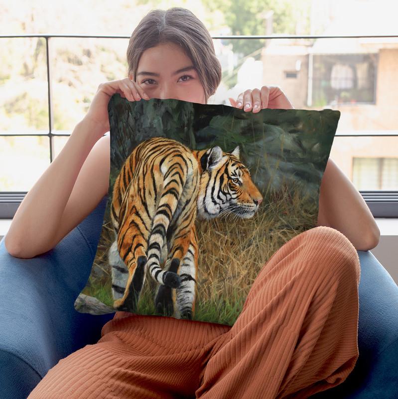Indo Chinese Tiger Throw Pillow By David Stribbling