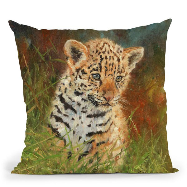 Jaguar Cub Throw Pillow By David Stribbling