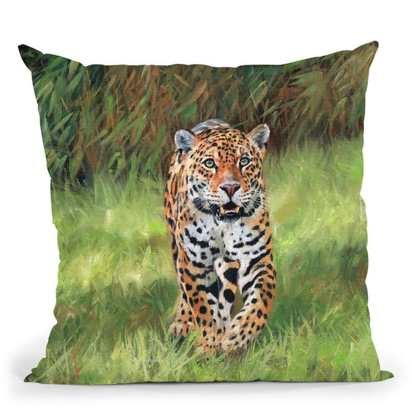 Jaguar I Throw Pillow By David Stribbling