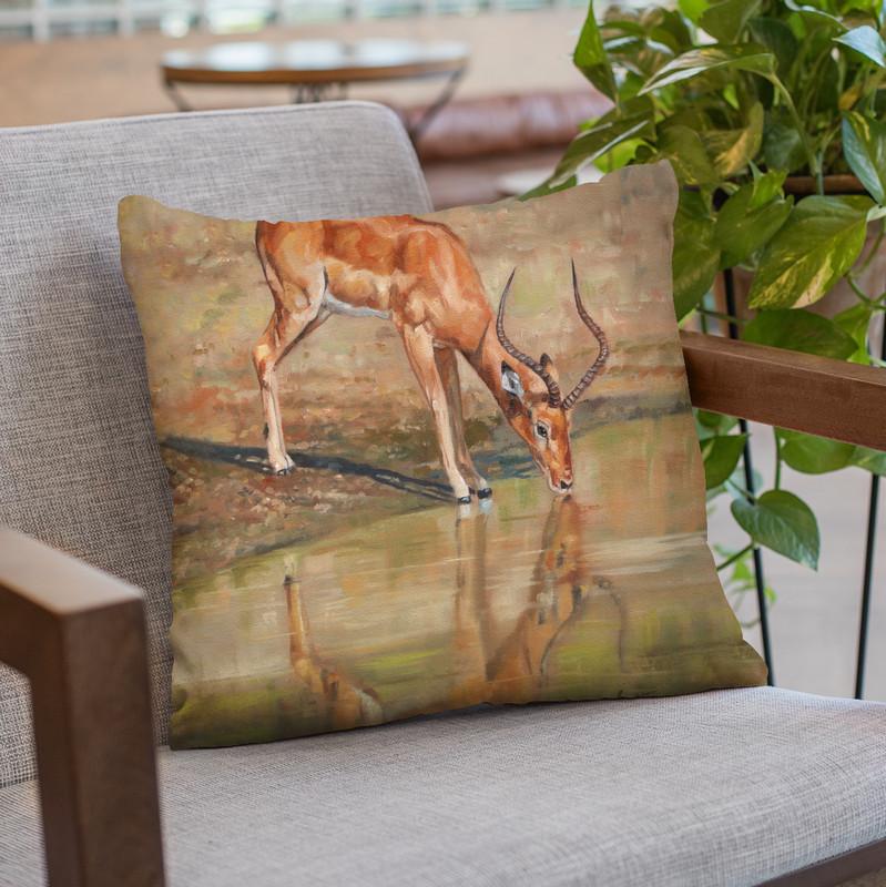Kudu Reflections Throw Pillow By David Stribbling