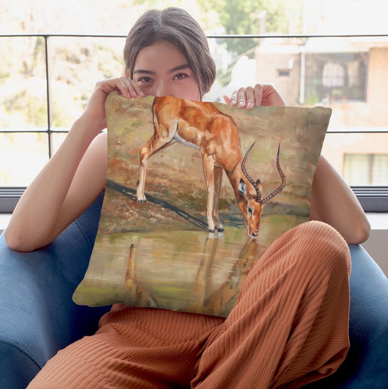 Kudu Reflections Throw Pillow By David Stribbling