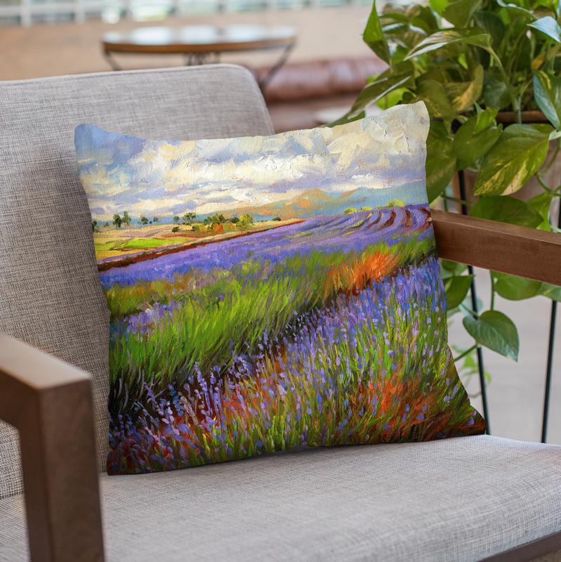 Lavender Field Throw Pillow By David Stribbling