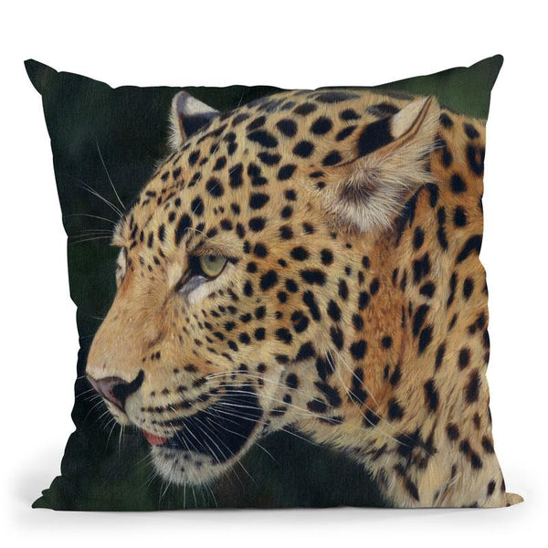 Leopard Head Side Throw Pillow By David Stribbling