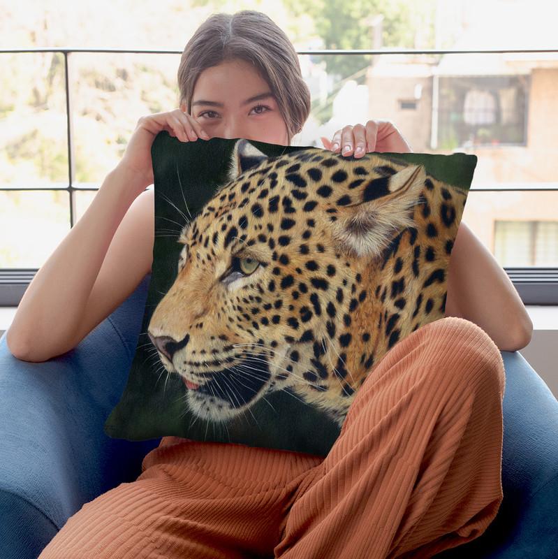 Leopard Head Side Throw Pillow By David Stribbling