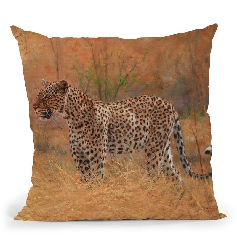 Leopard In The African Bush Throw Pillow By David Stribbling