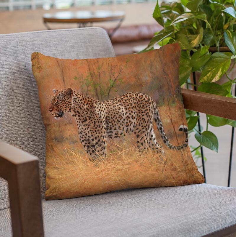 Leopard In The African Bush Throw Pillow By David Stribbling