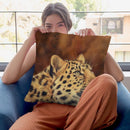 Leopard Portrait Looking Up Right Throw Pillow By David Stribbling