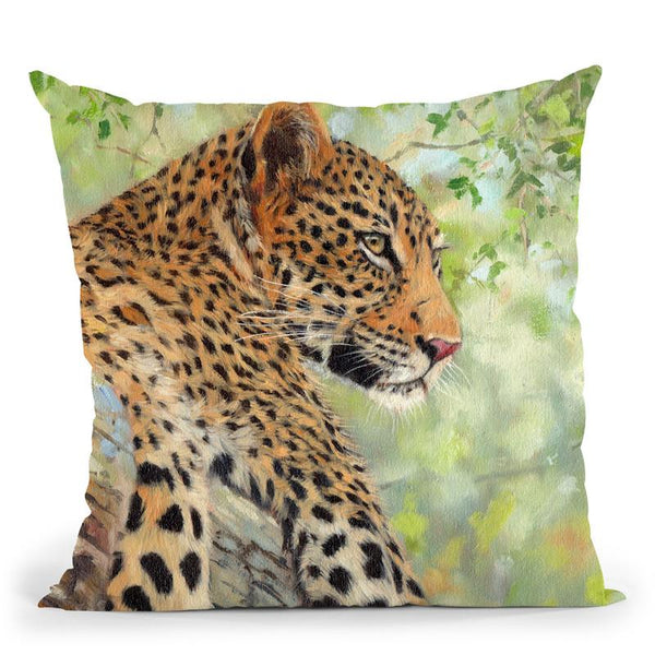 Leopard Tree Throw Pillow By David Stribbling