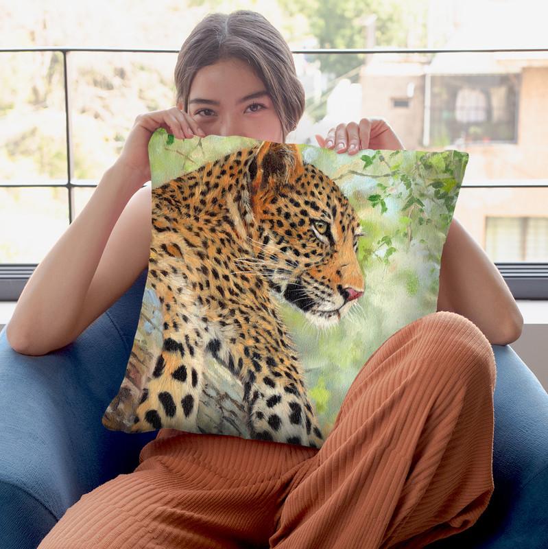 Leopard Tree Throw Pillow By David Stribbling