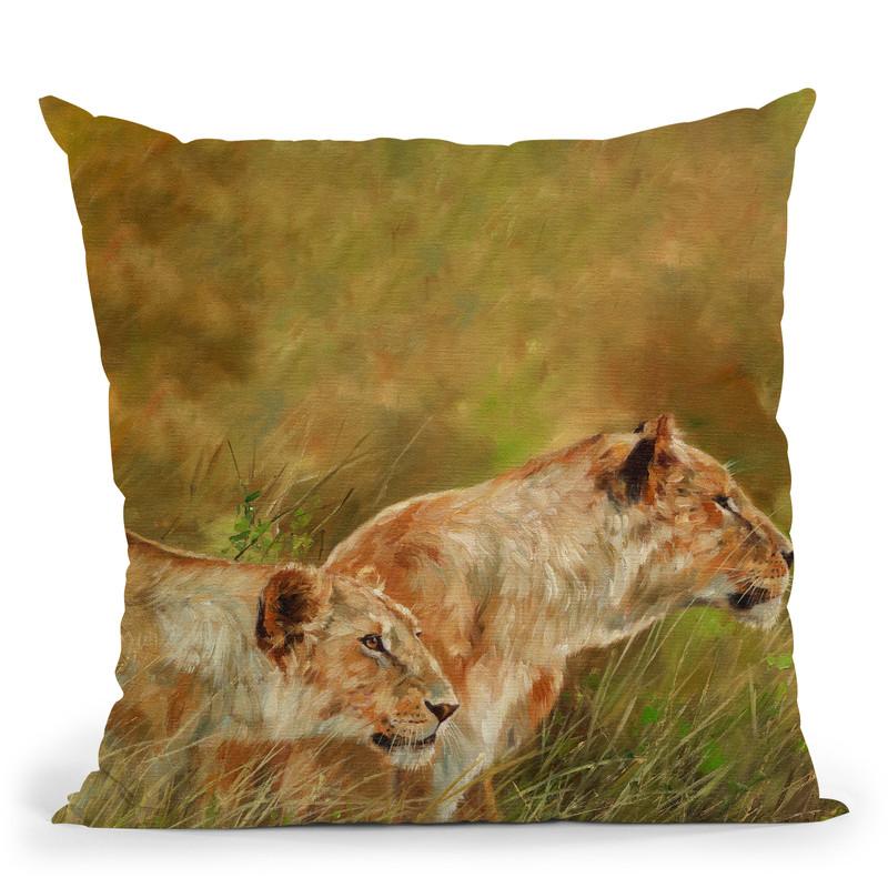 Lion Brothers Ii Throw Pillow By David Stribbling