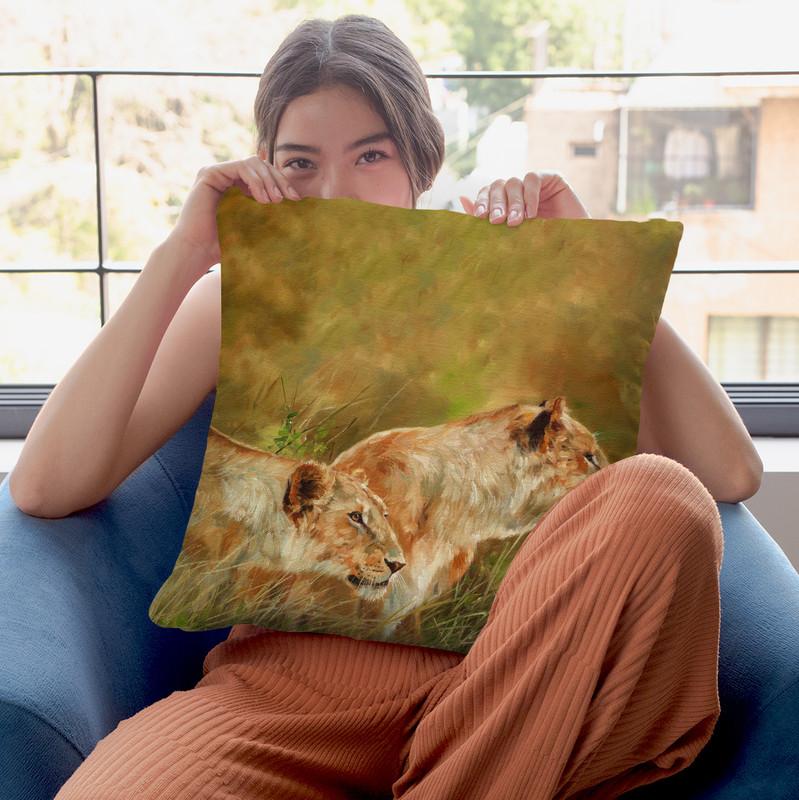 Lion Brothers Ii Throw Pillow By David Stribbling
