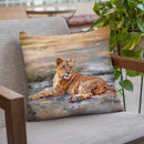 Lion Cub Resting Throw Pillow By David Stribbling