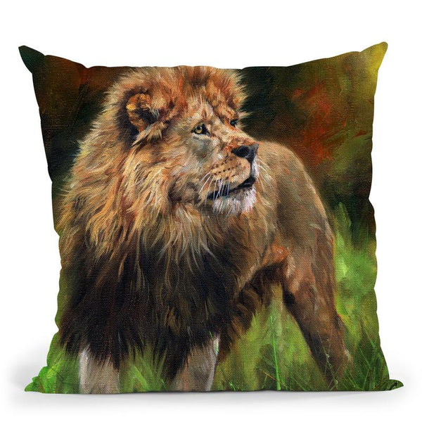 Lion Full Length Throw Pillow By David Stribbling