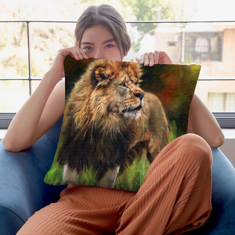Lion Full Length Throw Pillow By David Stribbling