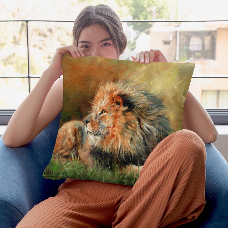 Lion Full Throw Pillow By David Stribbling