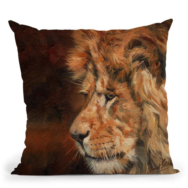 Lion V Throw Pillow By David Stribbling