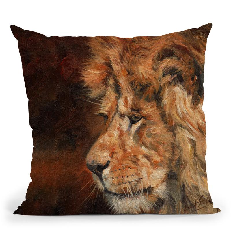 Lion V Throw Pillow By David Stribbling