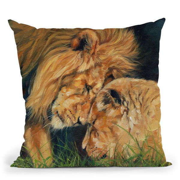Lion Love Throw Pillow By David Stribbling