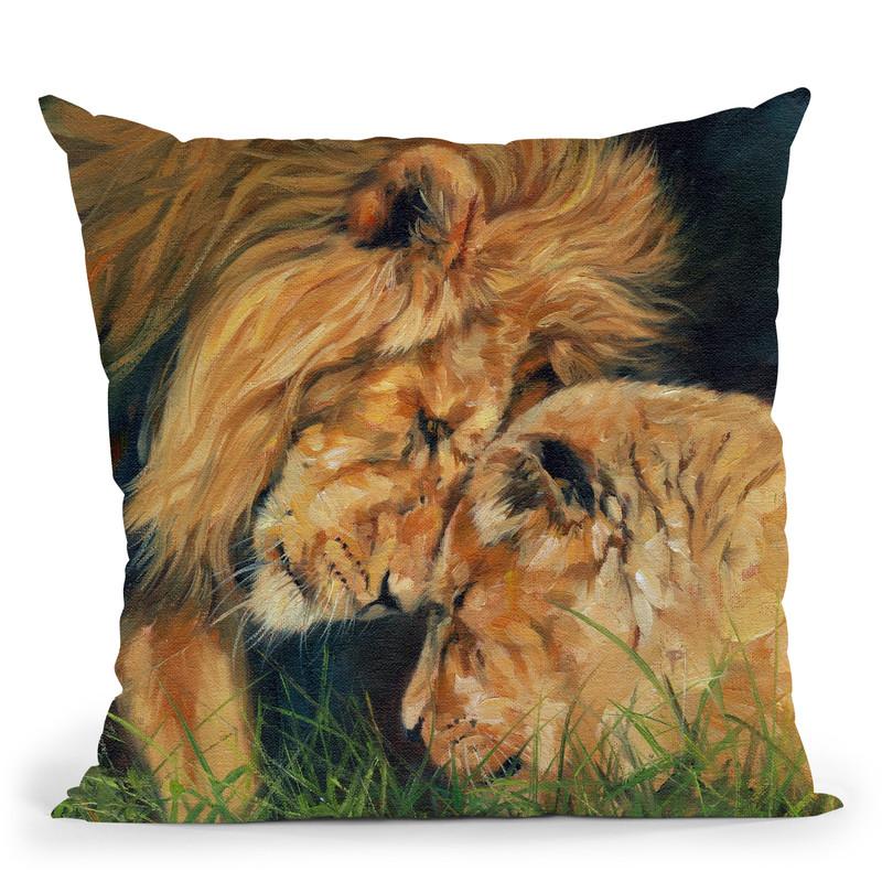 Lion Love Throw Pillow By David Stribbling