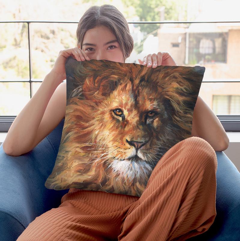 Lion Portrait Throw Pillow By David Stribbling