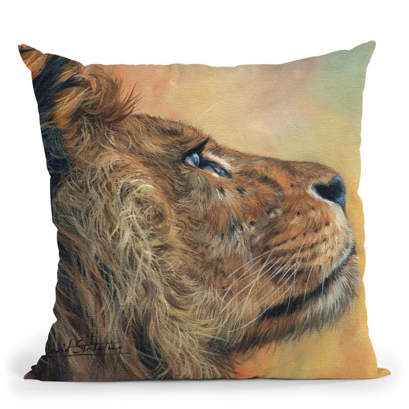 Lion Profile Throw Pillow By David Stribbling