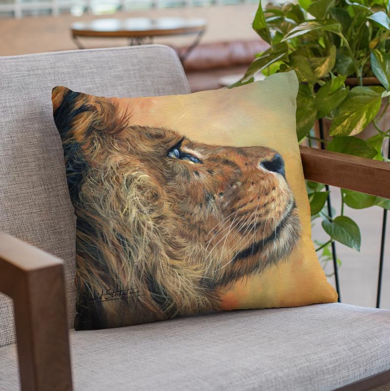 Lion Profile Throw Pillow By David Stribbling