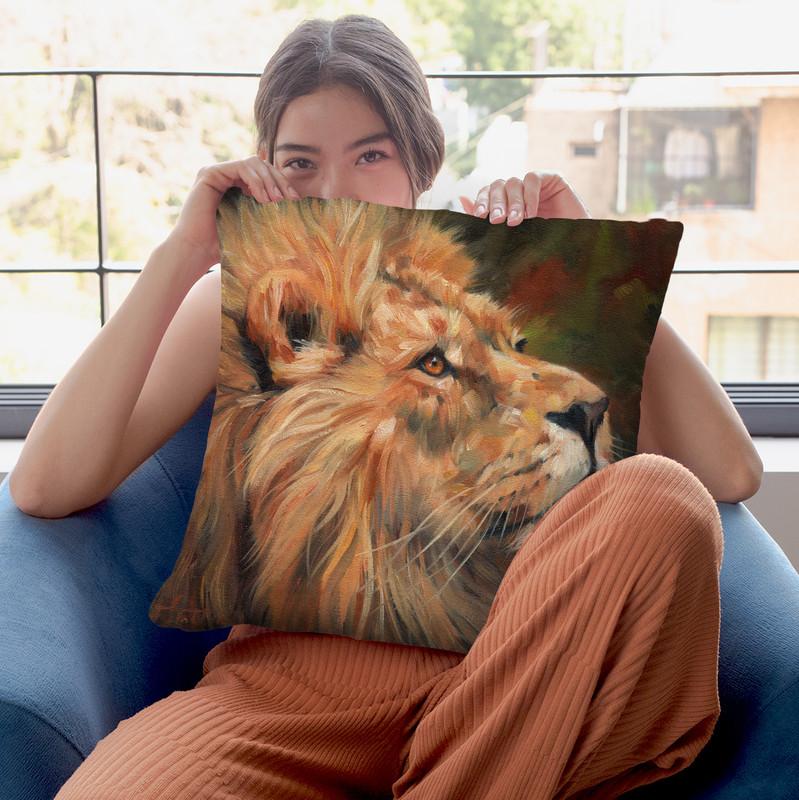 Lion Ii Throw Pillow By David Stribbling