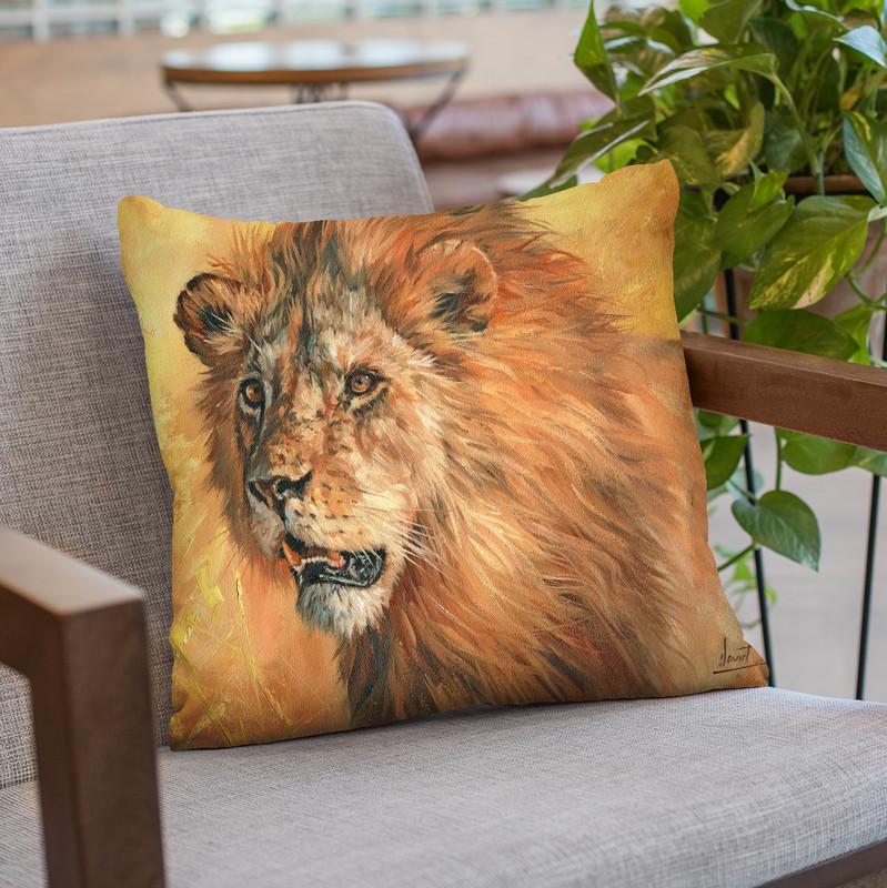 Lion I Throw Pillow By David Stribbling