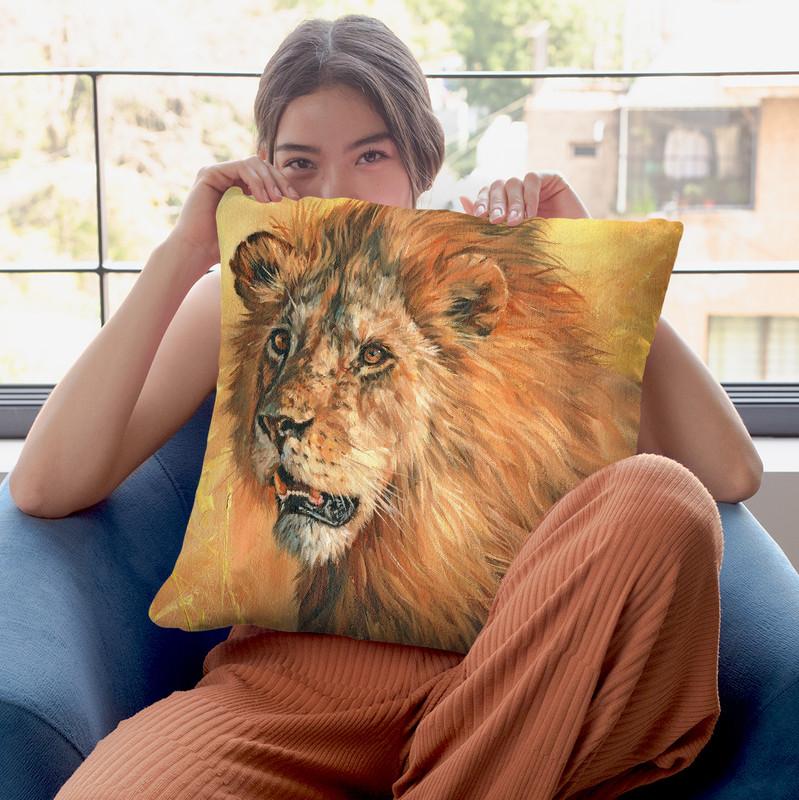 Lion I Throw Pillow By David Stribbling