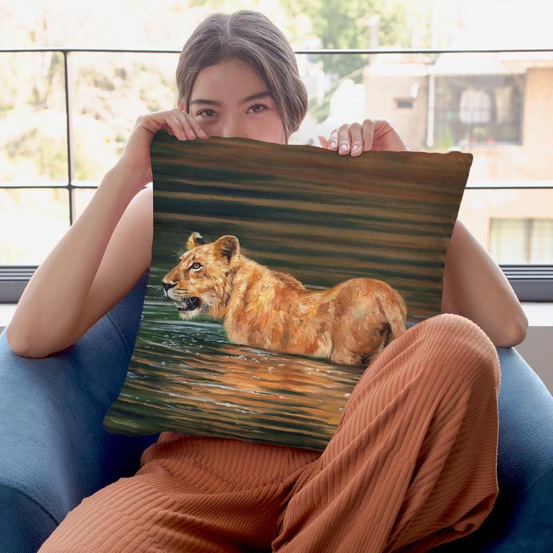 Lioness Water Throw Pillow By David Stribbling