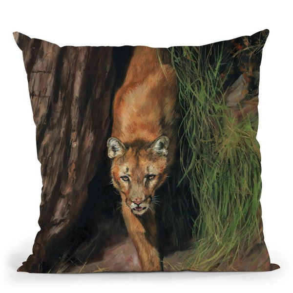 Mountain Lion Throw Pillow By David Stribbling
