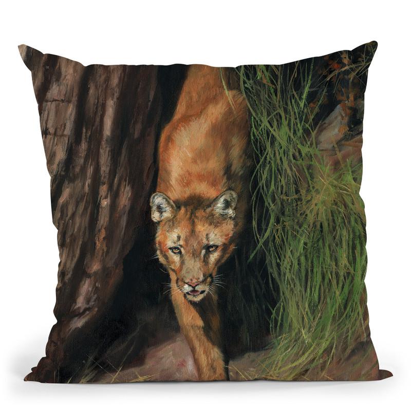 Mountain Lion Throw Pillow By David Stribbling