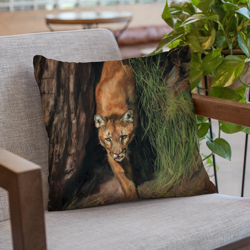 Mountain Lion Throw Pillow By David Stribbling