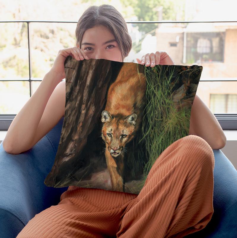 Mountain Lion Throw Pillow By David Stribbling