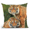 Pair Of Sumatran Tigers Throw Pillow By David Stribbling