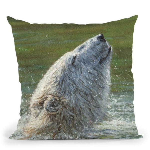 Polar Bear Splash Throw Pillow By David Stribbling
