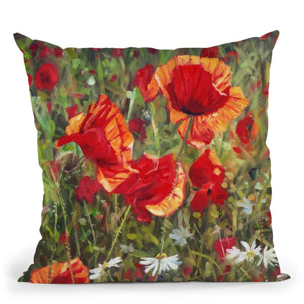 Poppies Throw Pillow By David Stribbling