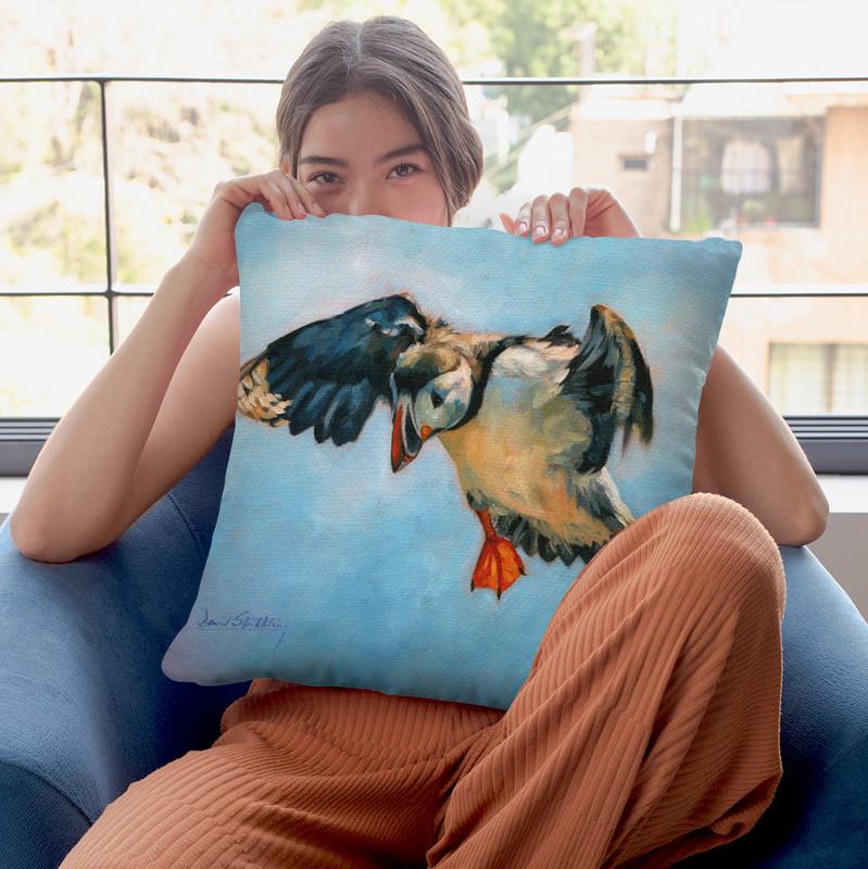 Puffin Throw Pillow By David Stribbling
