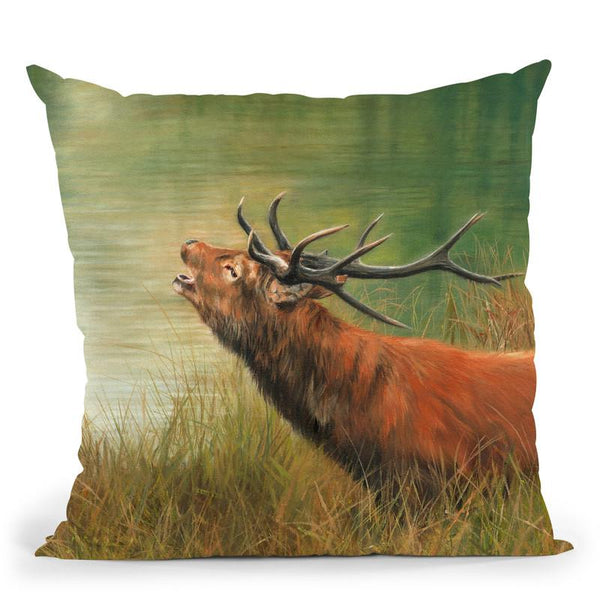Red Deer Calling I Throw Pillow By David Stribbling