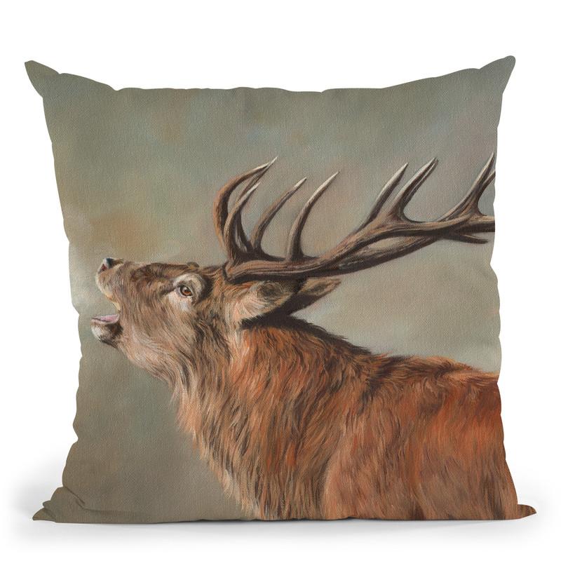 Red Deer Iii Throw Pillow By David Stribbling