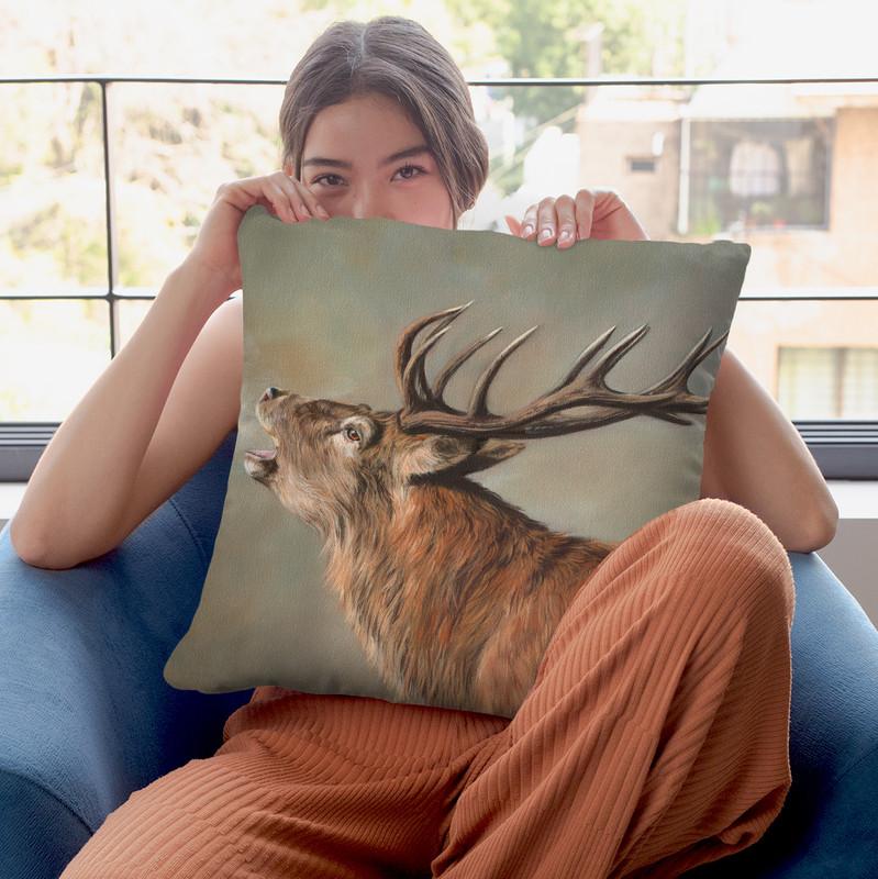 Red Deer Iii Throw Pillow By David Stribbling