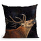 Red Deer Winter Breath Throw Pillow By David Stribbling