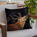 Red Deer Winter Breath Throw Pillow By David Stribbling