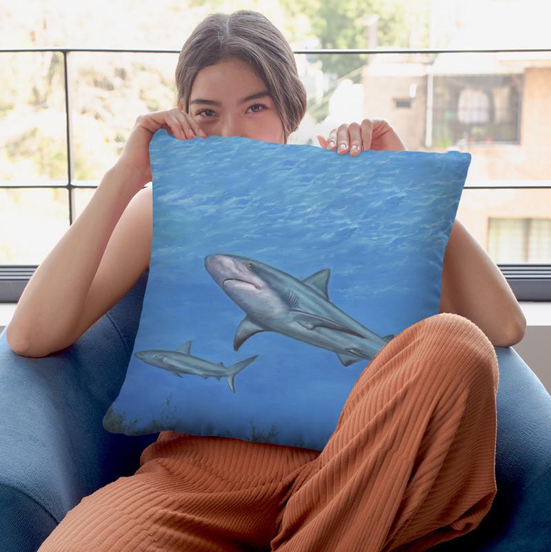 Reef Shark Throw Pillow By David Stribbling