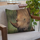 Rhino And Oxpecker Bird Throw Pillow By David Stribbling